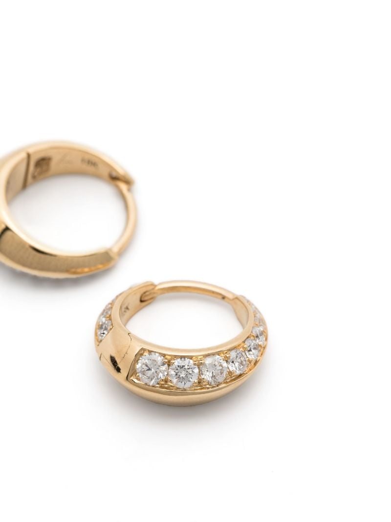 14k Yellow Gold Crescent Diamond Hoop Earrings