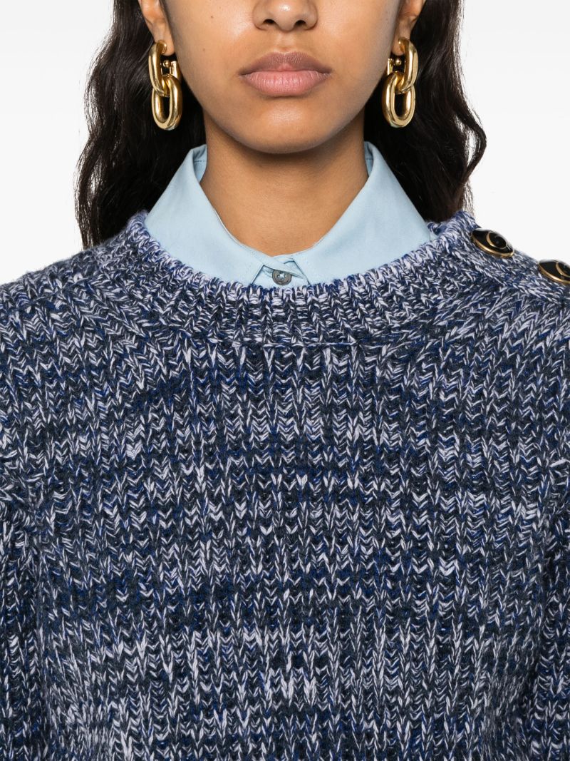 Blue Melange-knit Wool Sweater