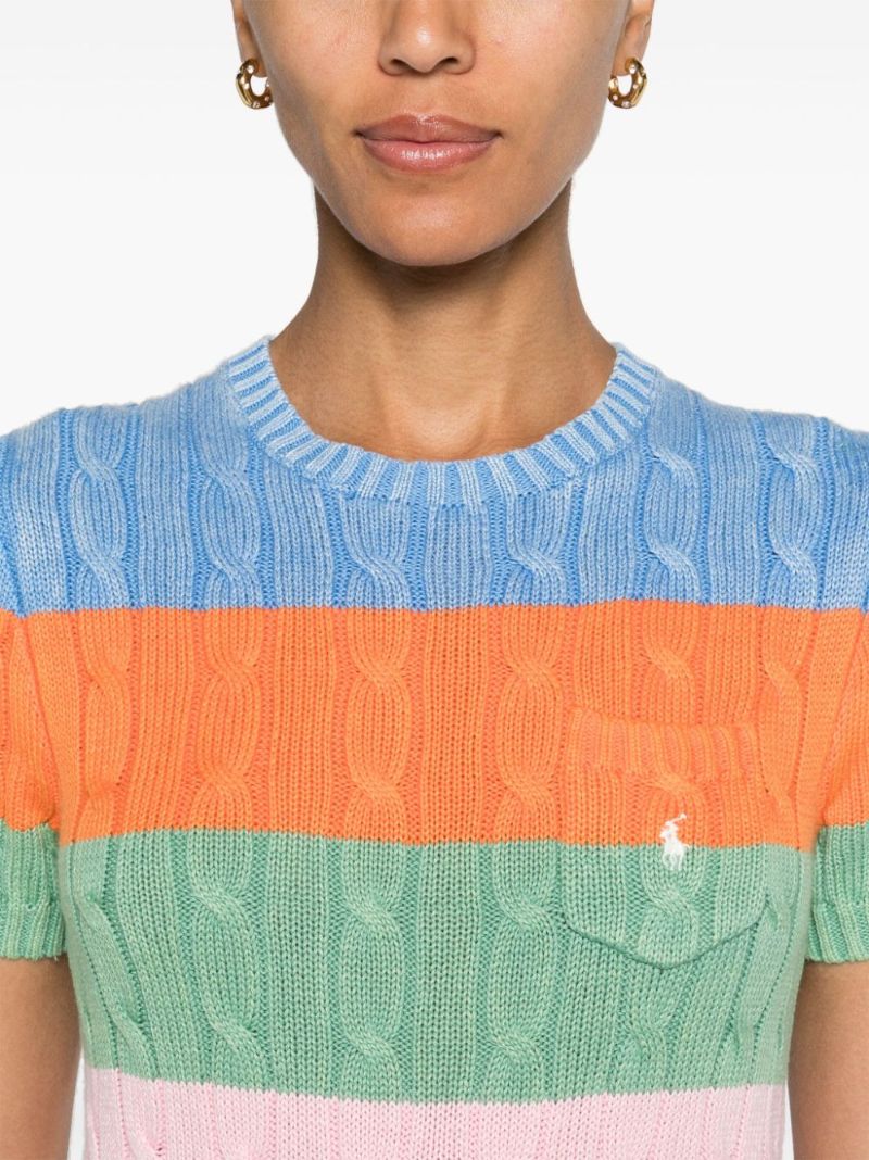 Multicolour Colour-block Cotton Knitted Top