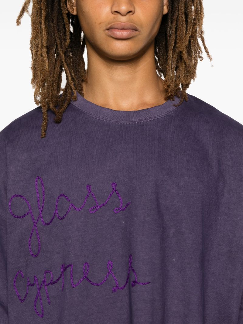 Purple Logo-embroidered T-shirt