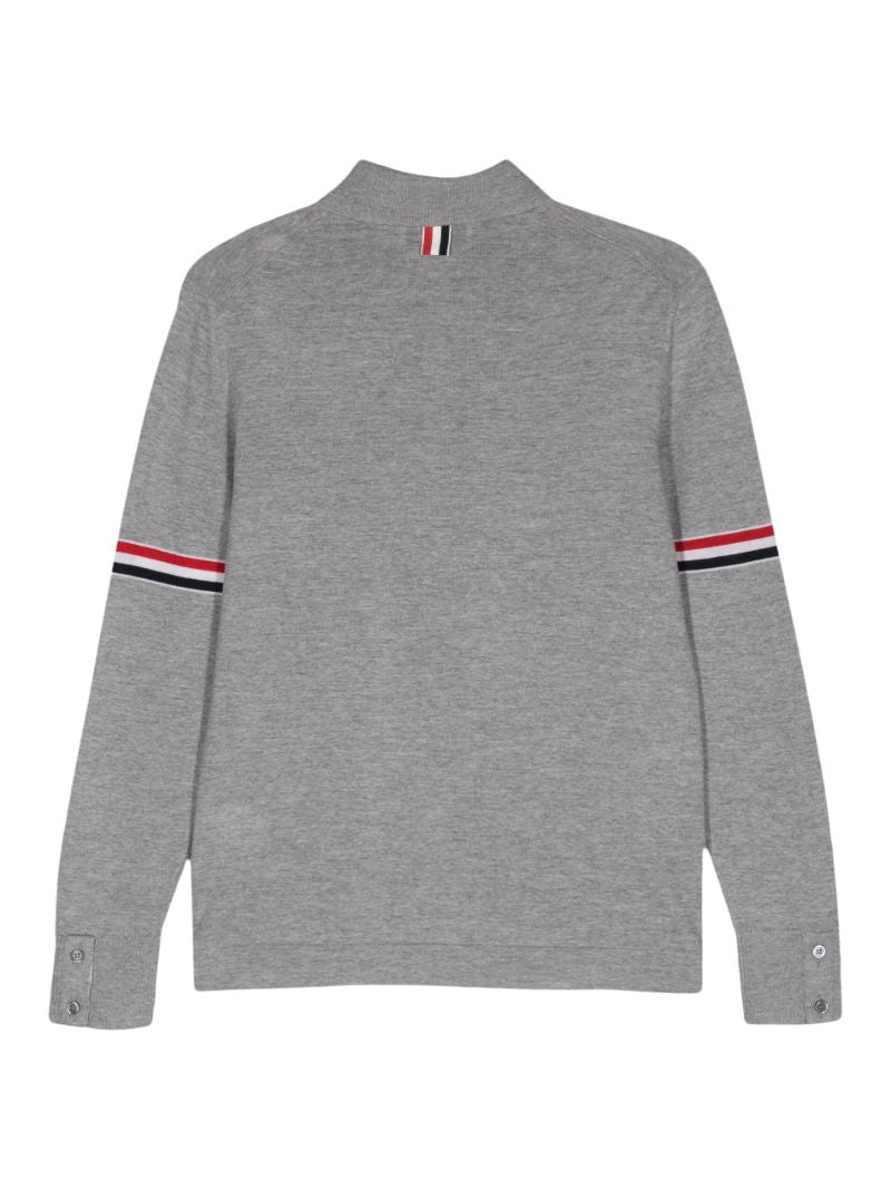 Grey Rwb-stripe Wool Cardigan