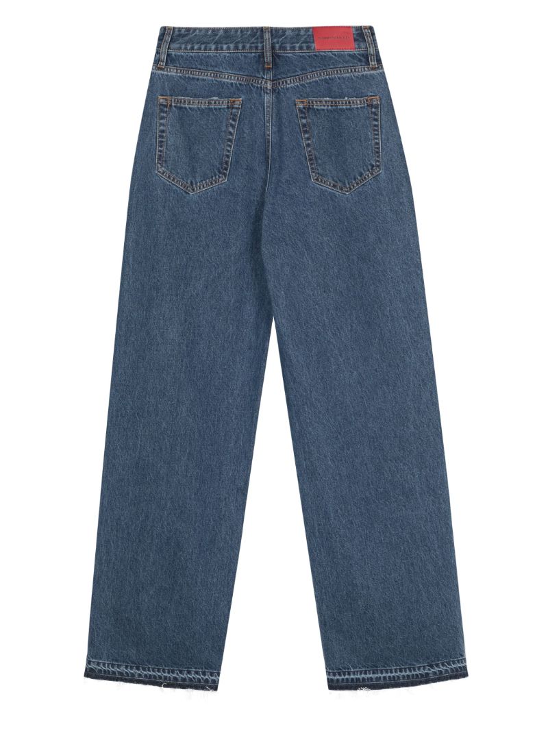 Blue Rhinestone Straight-leg Jeans