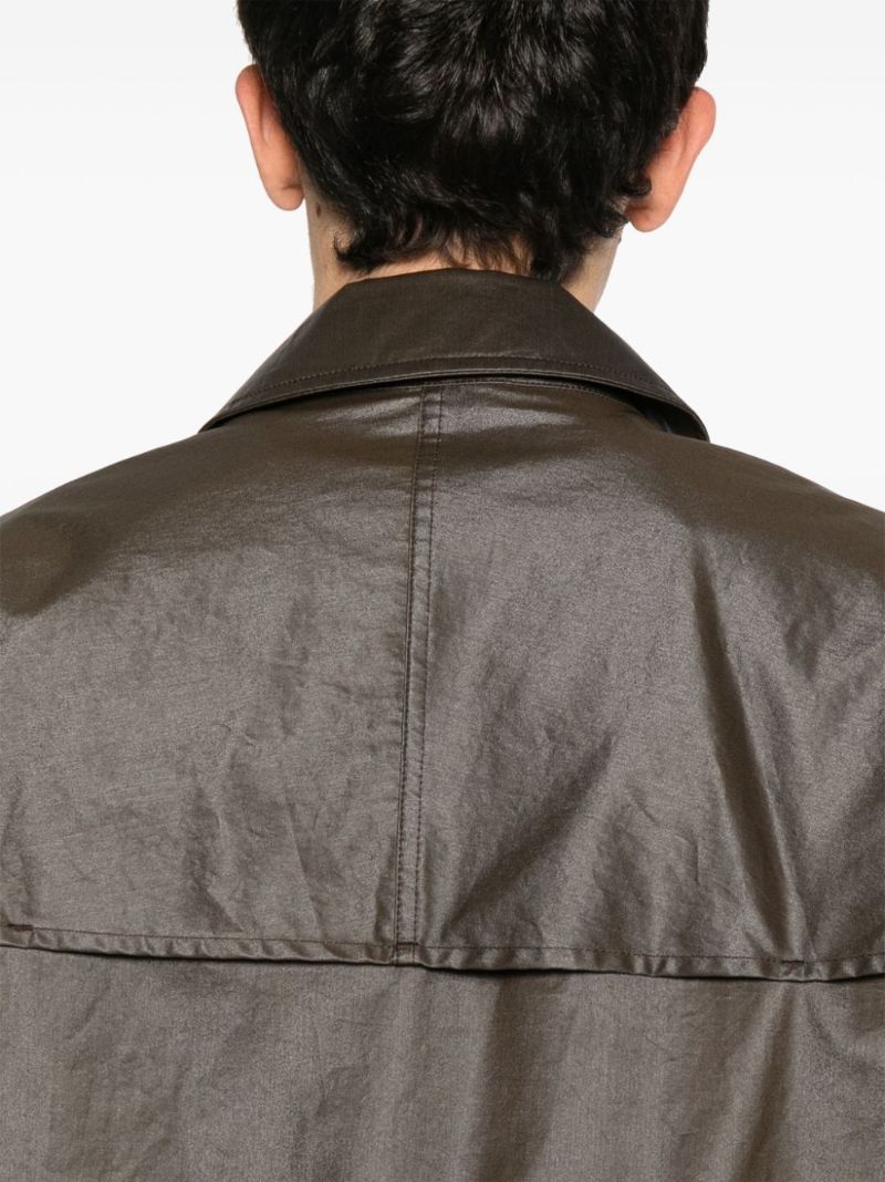 Brown Single-breasted Coated Cotton Jacket