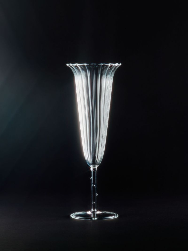 Ribbed Effect Set of Four Champagne Glass