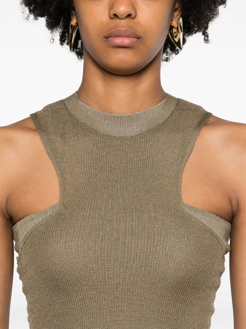 Green Two-tone Knit Top
