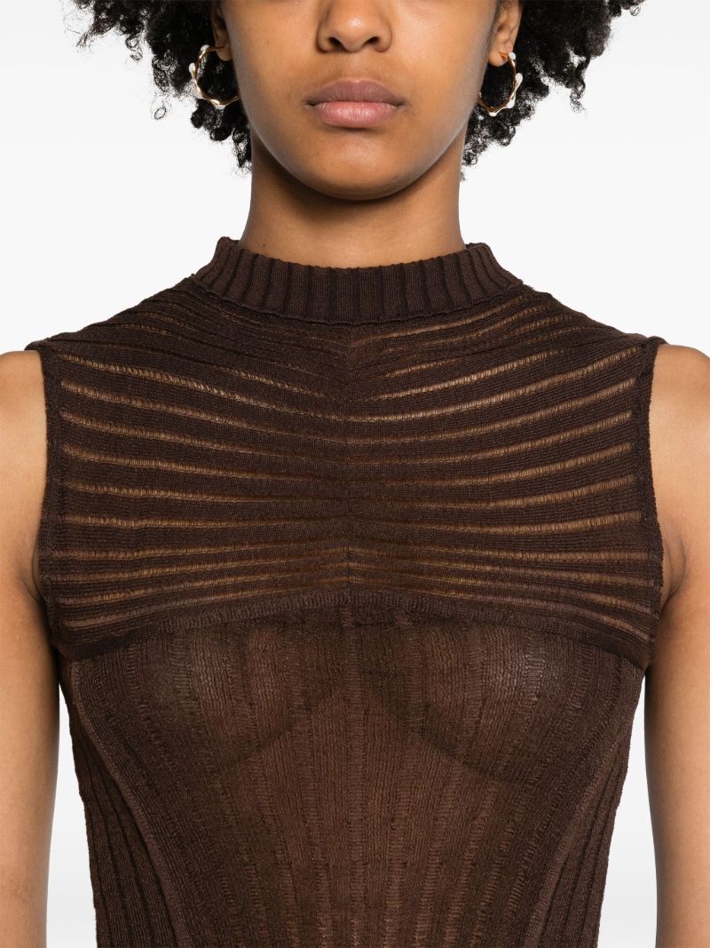 Brown Sleeveless Knit Dress