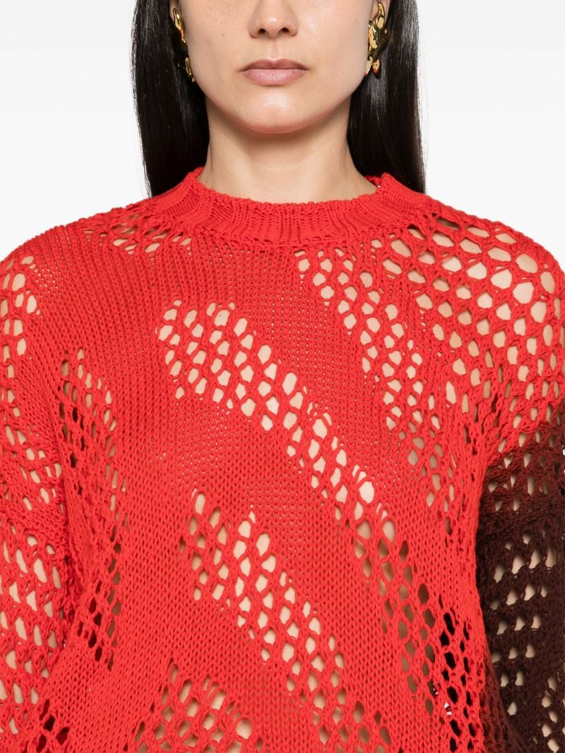 Red Crochet Dyed Sweater