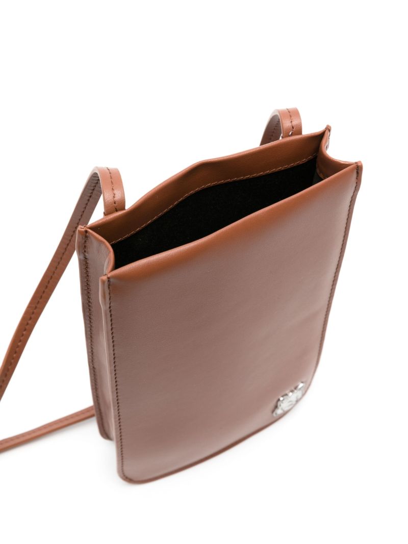 Brown Fox Plaque Leather Crossbody Bag
