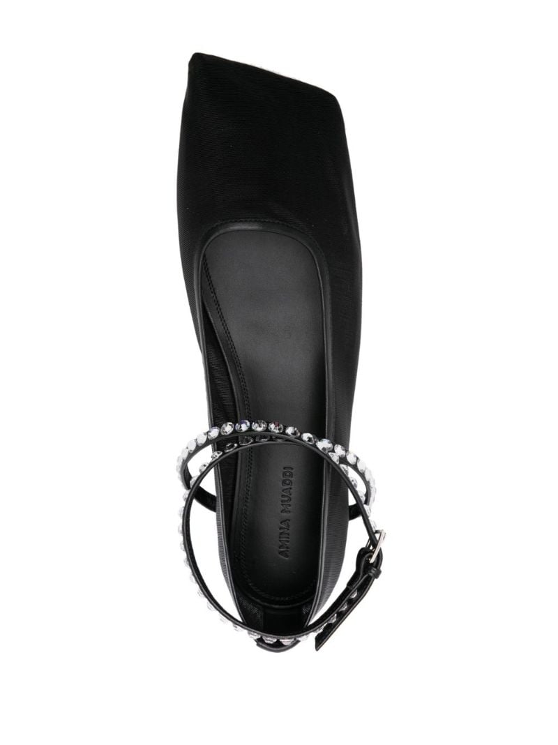 Black Ane Mesh Crystal Ballerina Flats