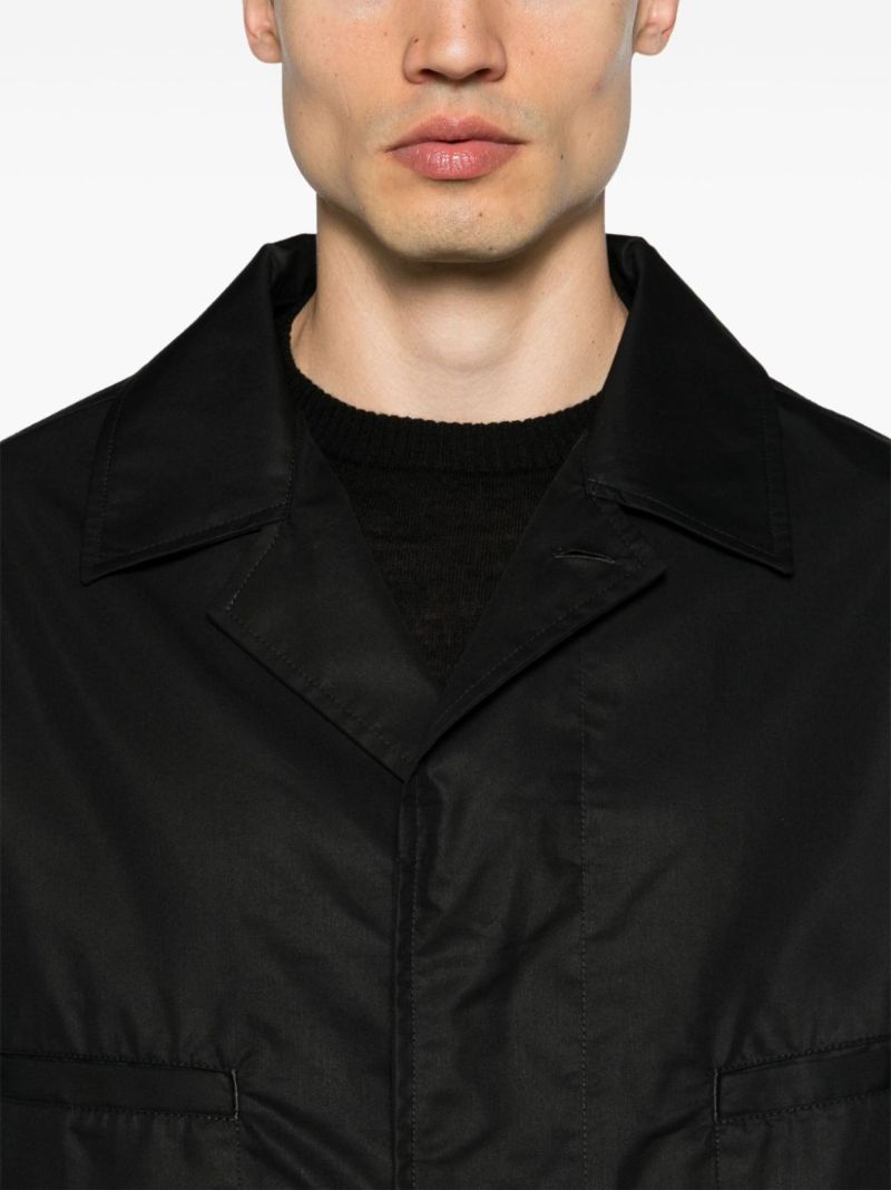 Black Single-breasted Gabardine Shirt Jacket
