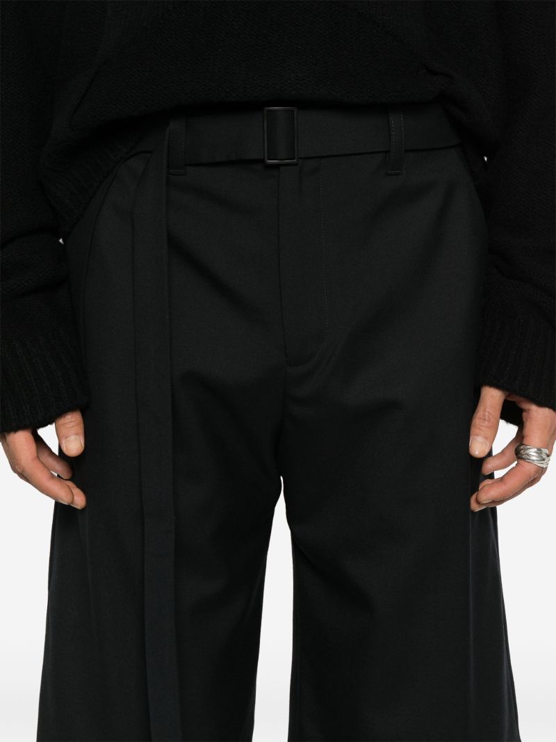 Black Twill Belted Shorts