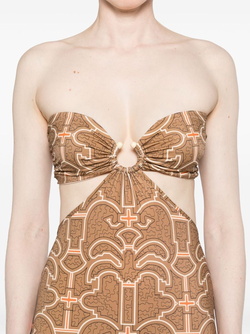 Brown Jungle Geometric Midi Dress