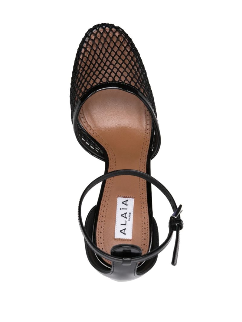 Black High Fishnet 90 Leather Pumps
