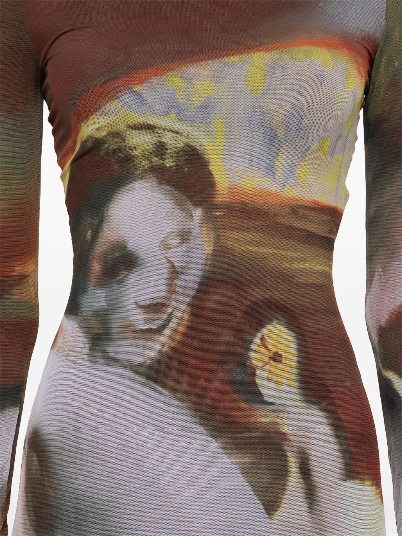 Archive-print Mesh Dress