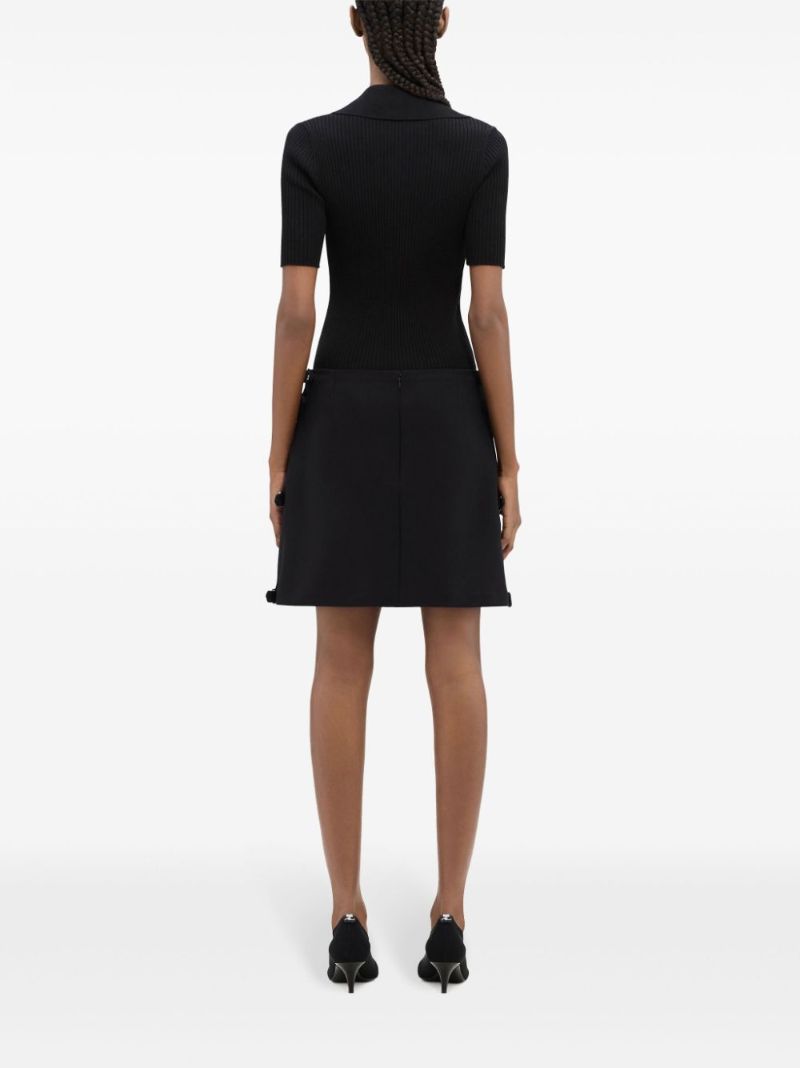 Black Buckled Wool Mini Skirt