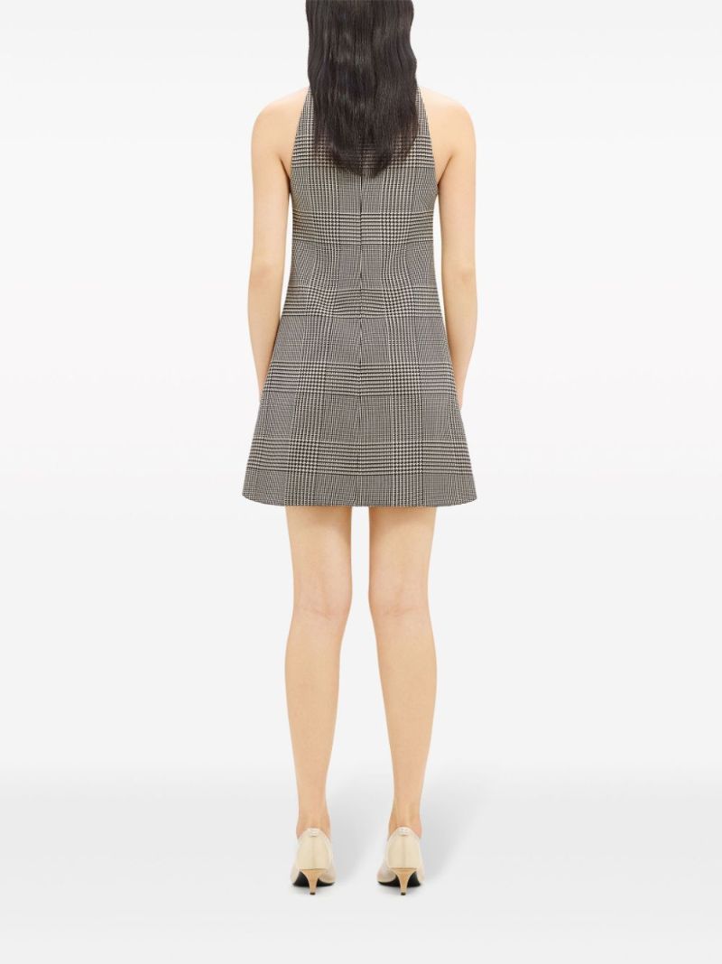 Neutral Houndstooth-pattern Mini Dress