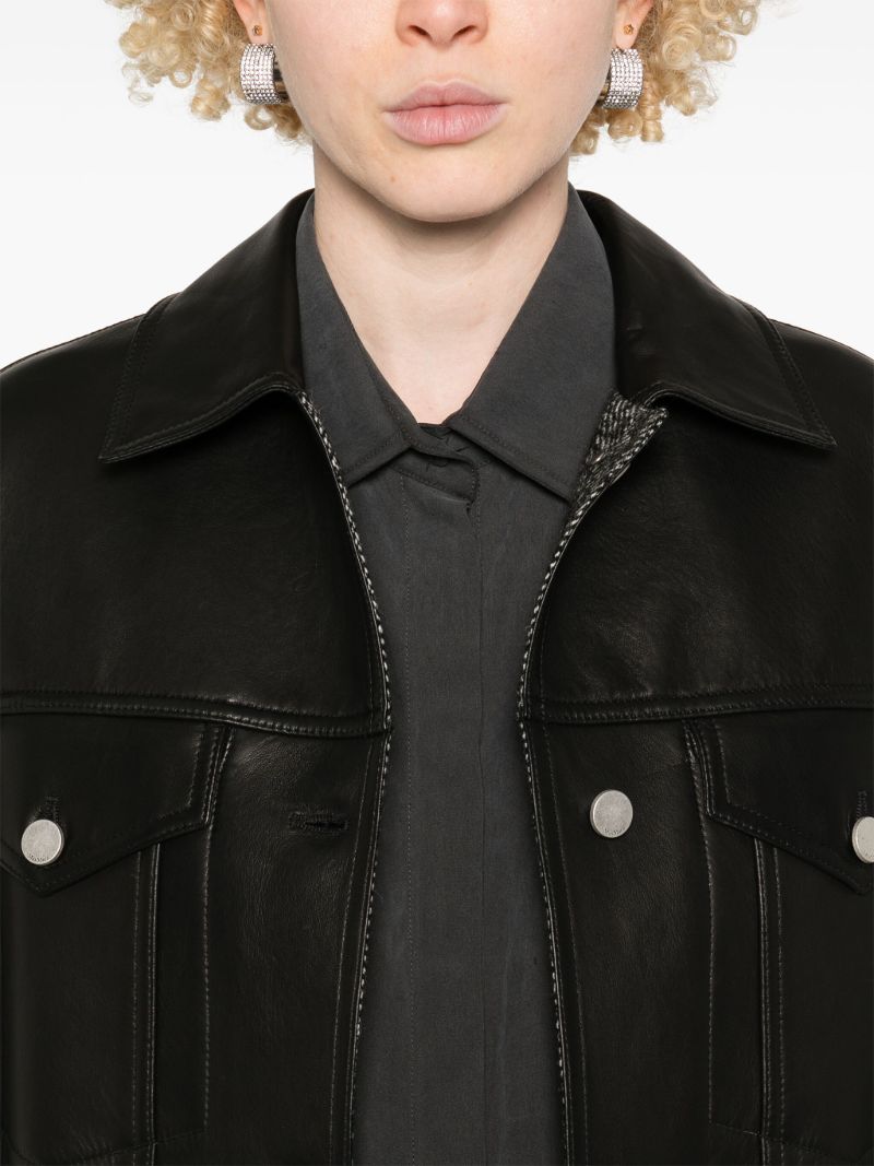 Press-stud Leather Jacket