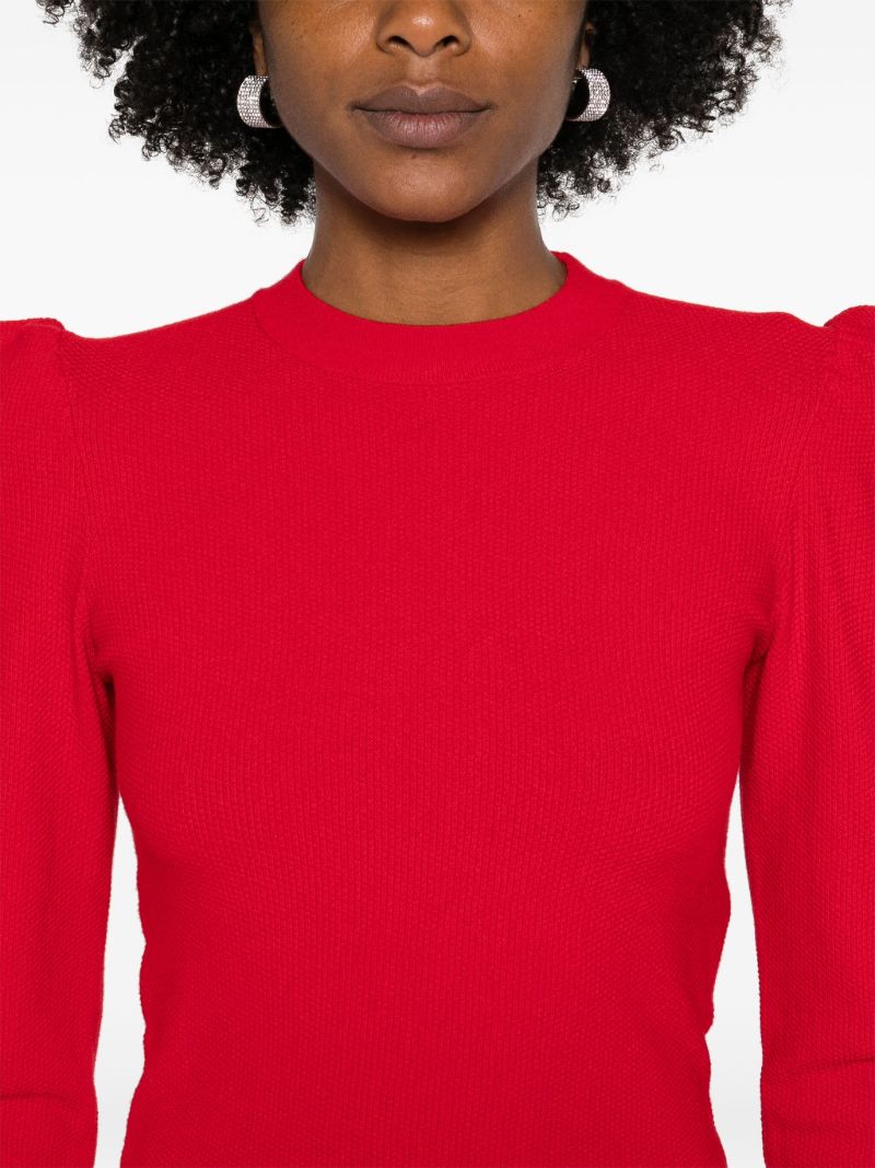 Red Ruffled Crew-neck Sweater