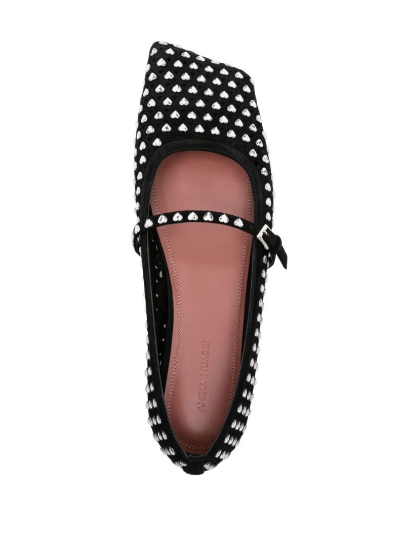 Black Ane Crystal Heart Ballerina Flats