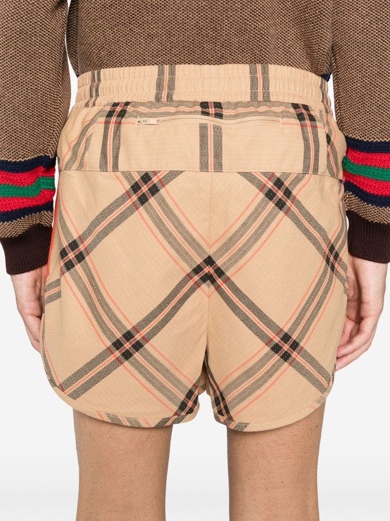 X Wales Bonner Neutral Checked Track Shorts