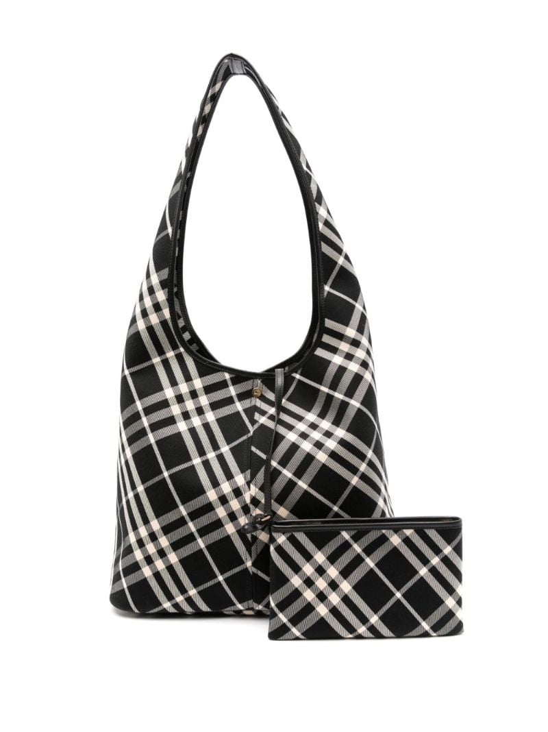 Black and Neutral Nova Check Cotton Shoulder Bag