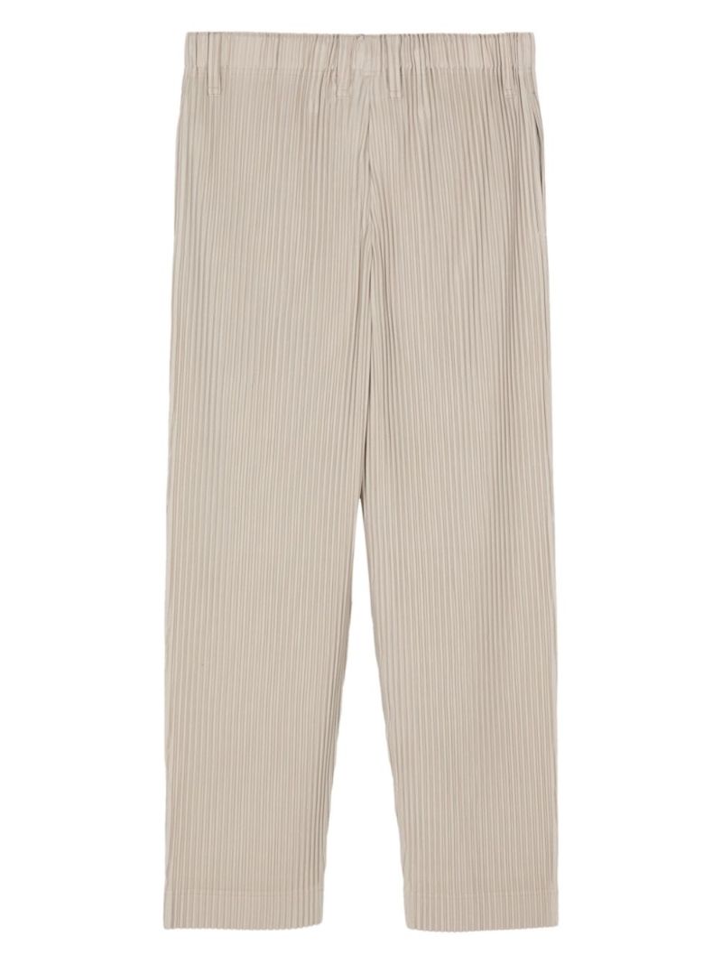 Neutral Color Pleats Straight Trousers