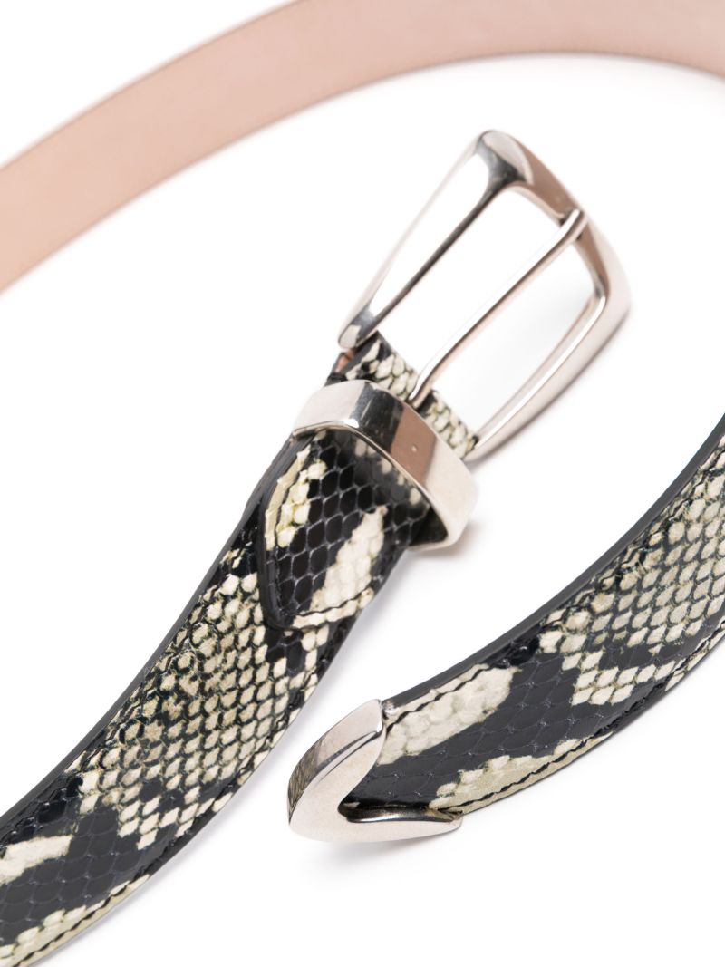 Black Snakeskin Effect Leather Belt