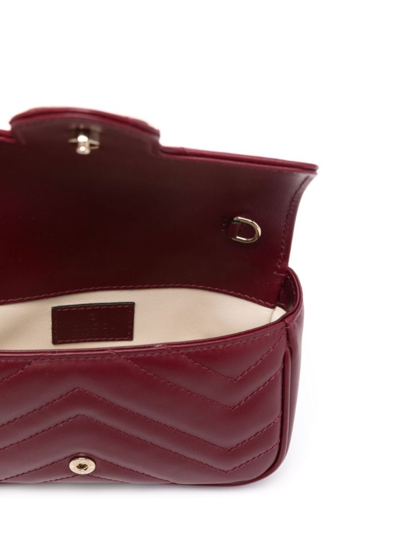 Red Gg Marmont Super Mini Leather Shoulder Bag