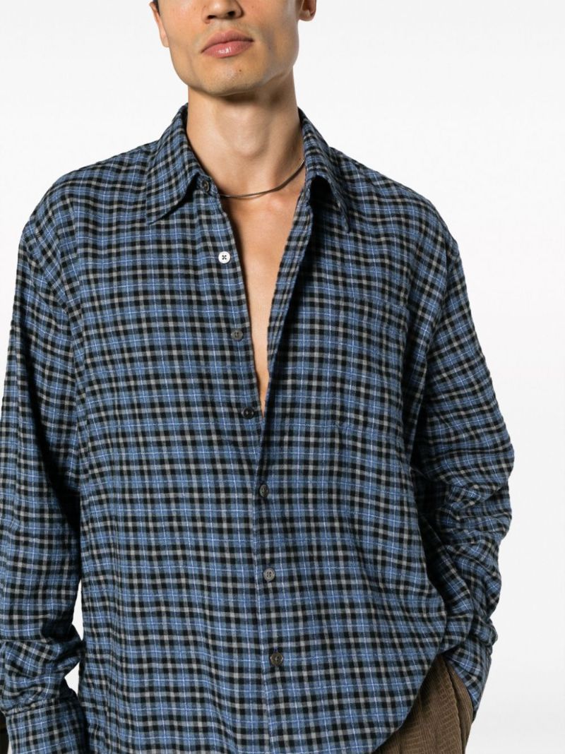 Blue Above Checked Flannel Shirt