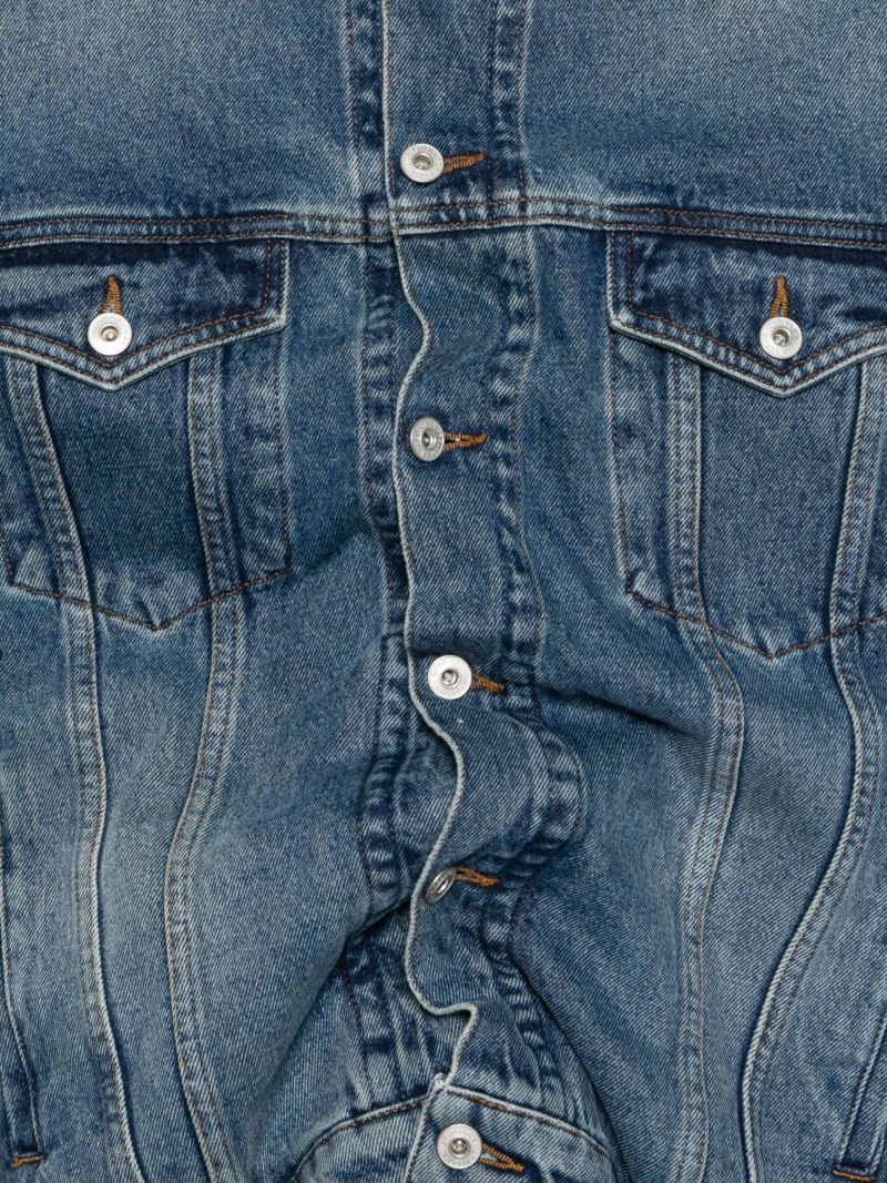 Gathered AppliquÃ_x0083_© Denim Jacket
