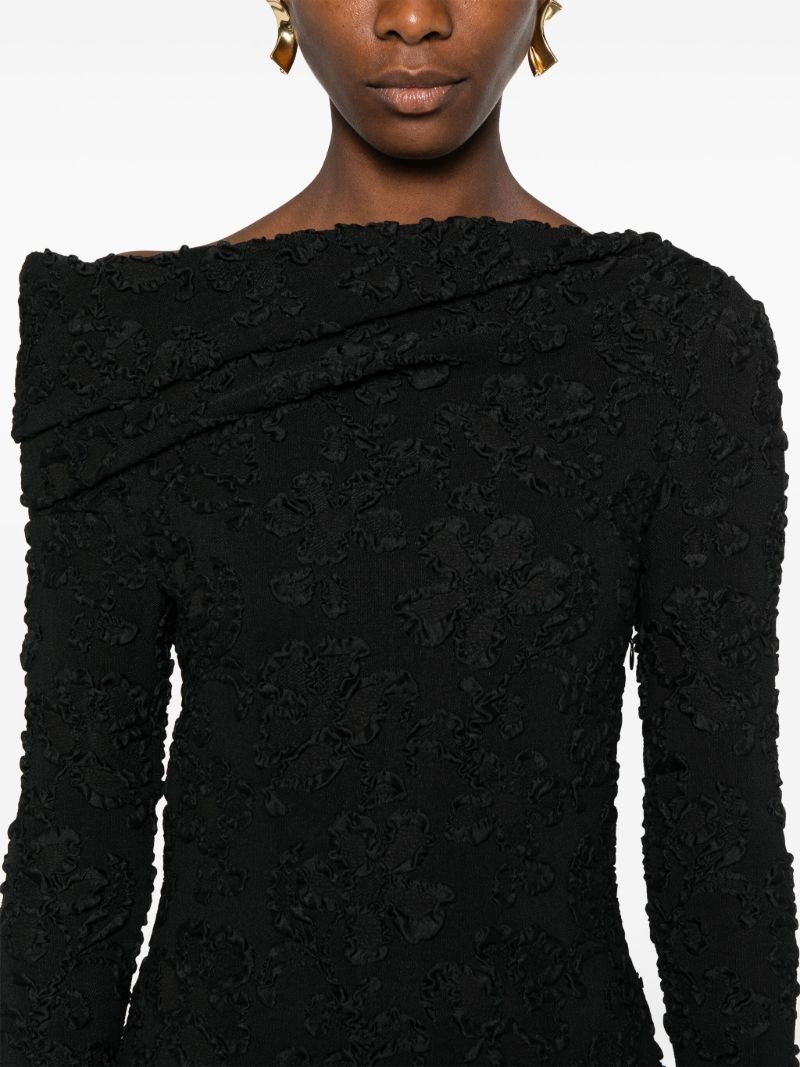Black Floral-embroidered Dress