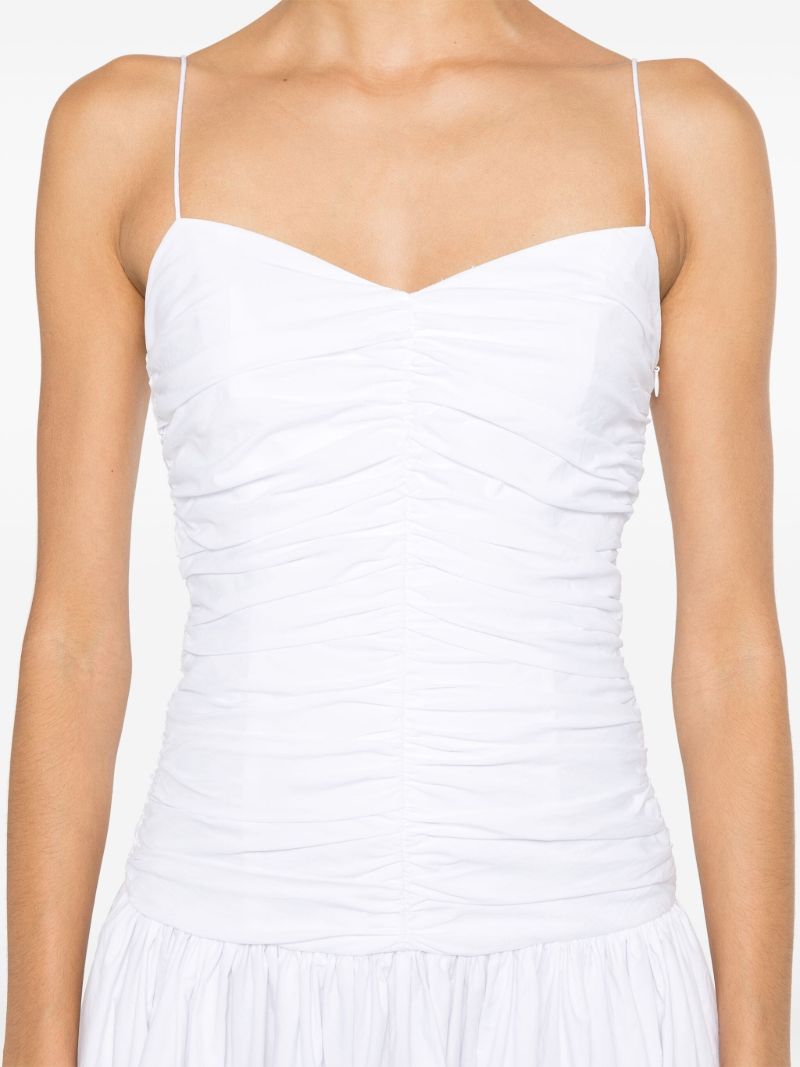 White Ruched Organic Cotton Dress