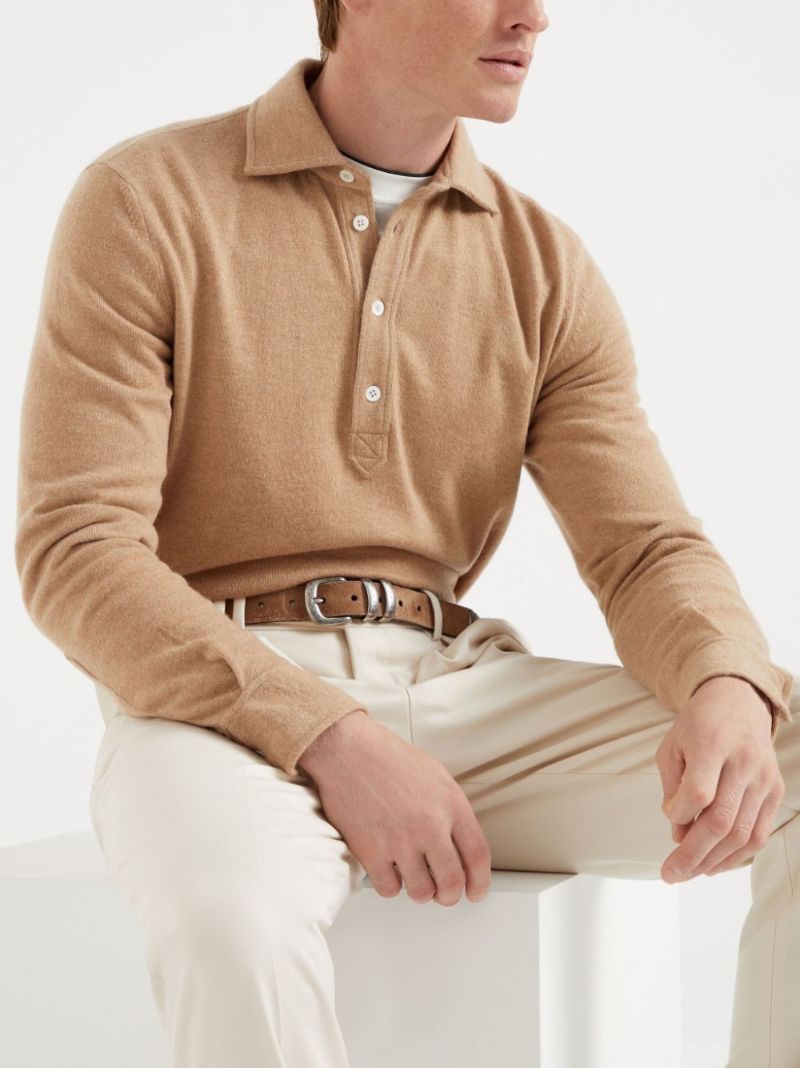 Neutral Cashmere Polo Shirt