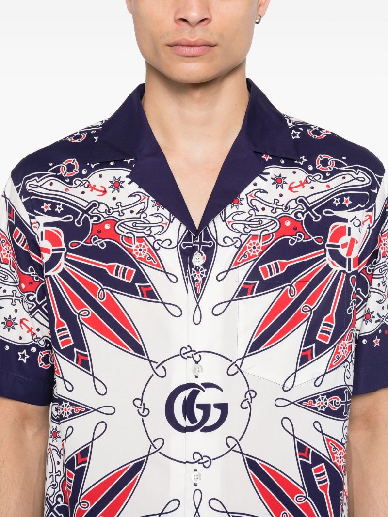 Blue Double G Bandana-print Cotton Shirt