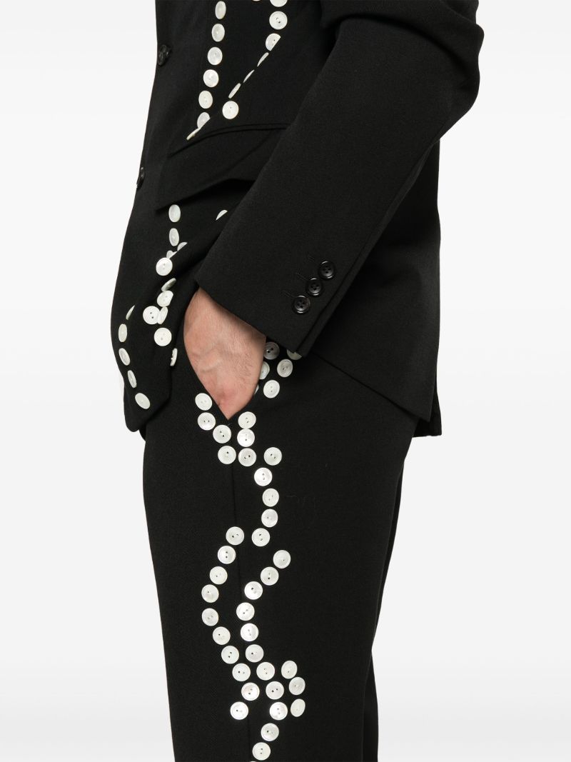 Black Button-embellished Trousers