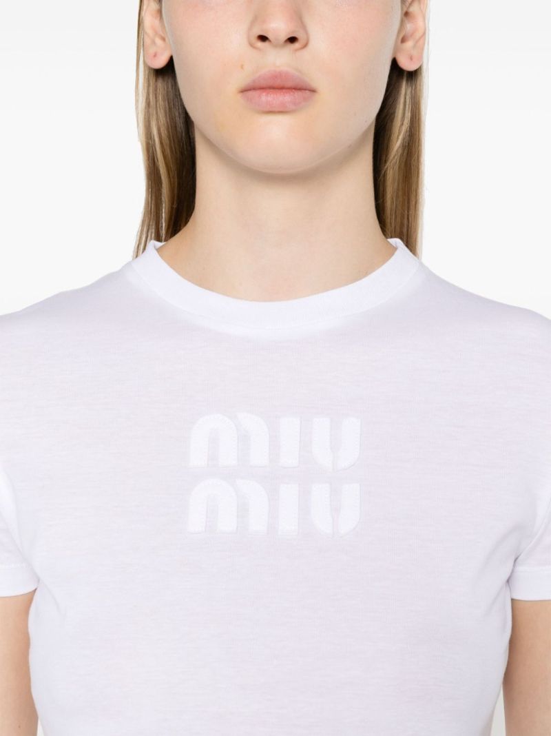 Logo-embossed Cropped T-shirt