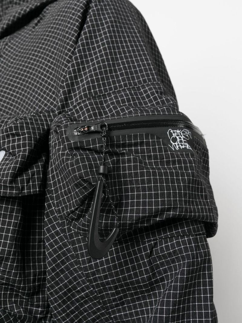 Black Grid Print Lightweight Jacket