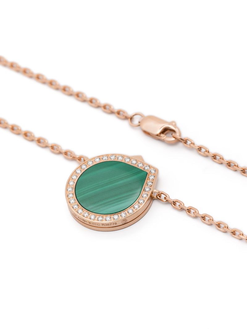 Rose Gold Antifer Diamond and Malachite Necklace