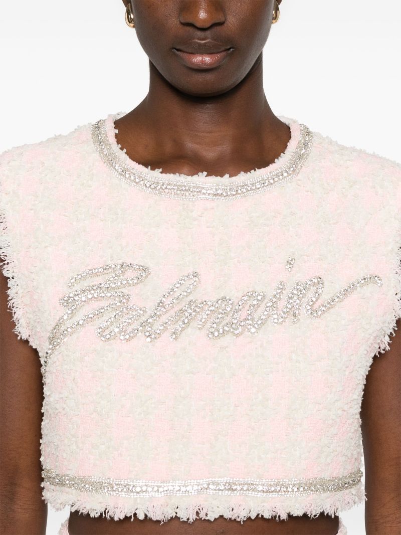 Logo Tweed Crop Top