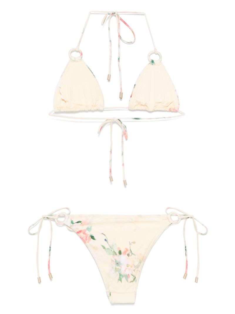 Yellow Floral-print Bikini Set