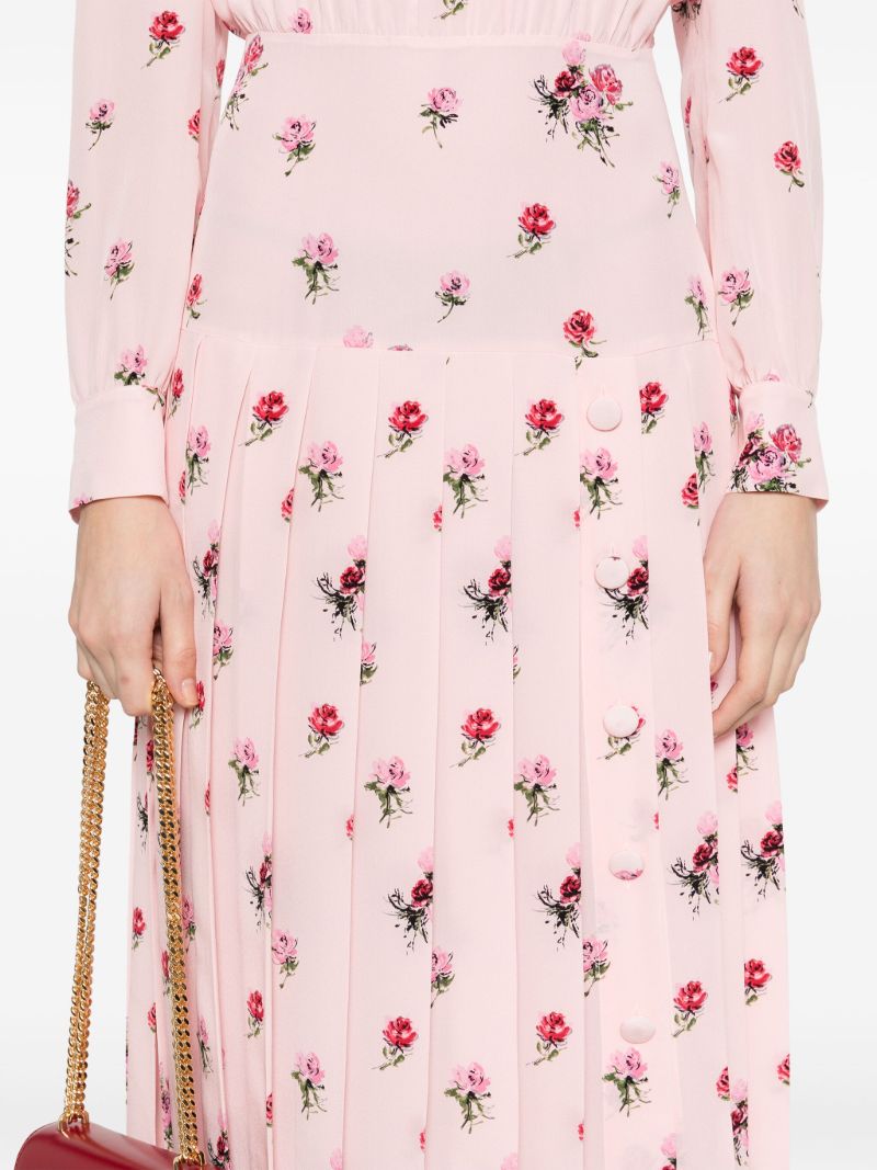Pink Rose-print Dress