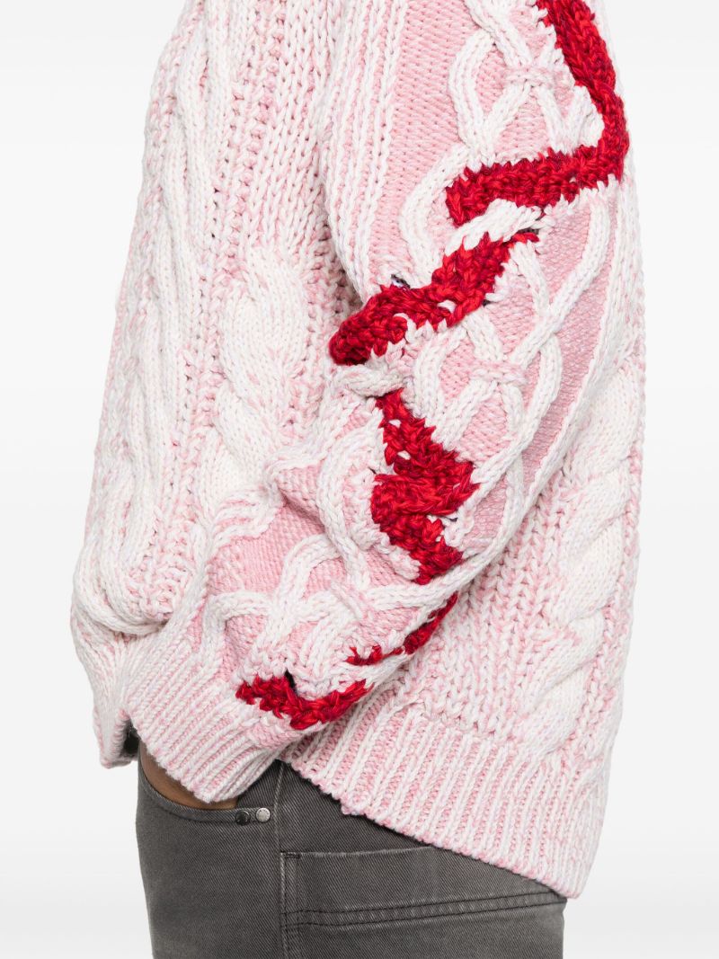 Pink Cable-knit Cardigan