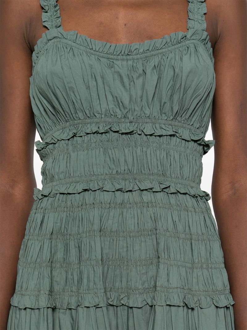 Green Shirred Dress