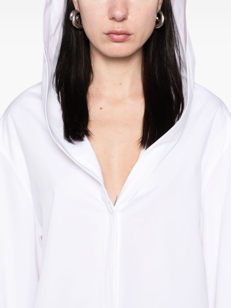 White Poplin Hooded Shirt