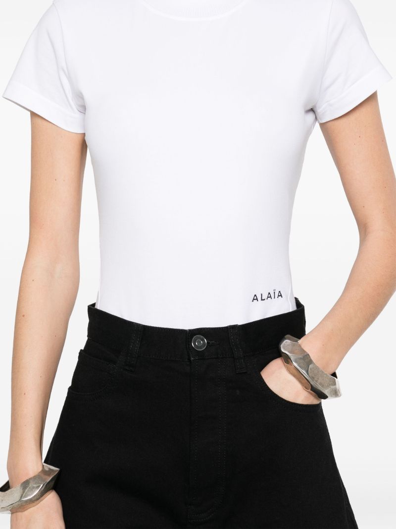 White Logo-print Bodysuit