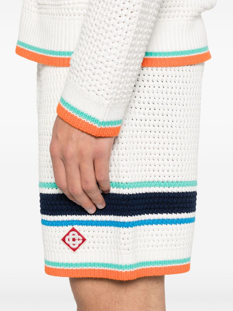 White Tennis Stripe Shorts