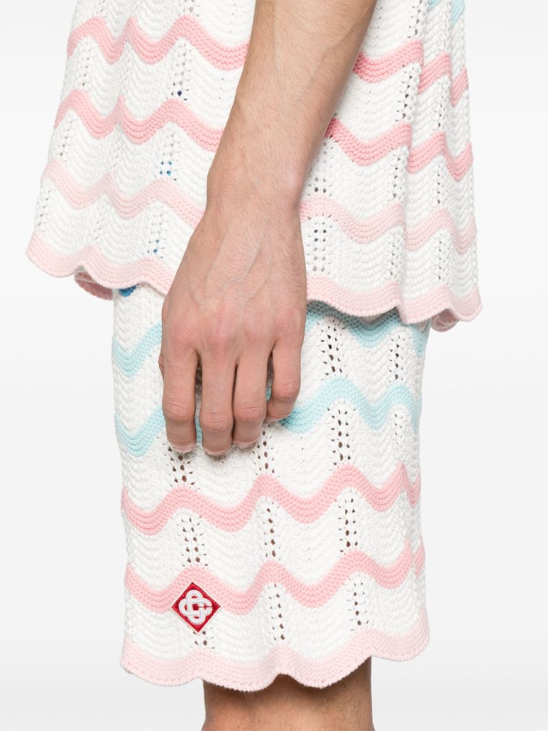 White Gradient Wave Shorts