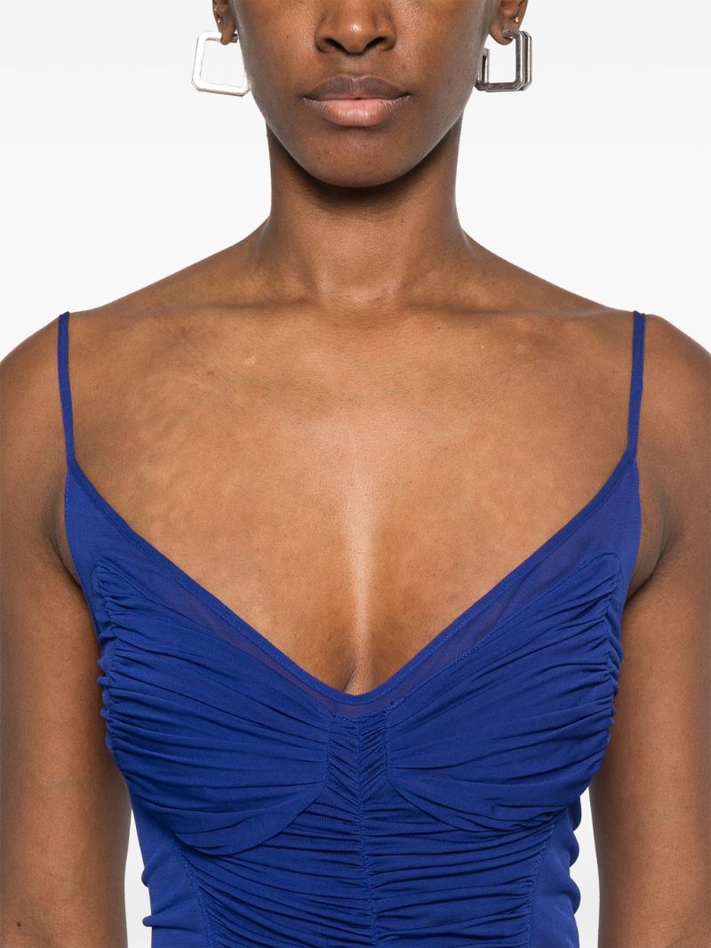 Ruched Sheer Midi Dress