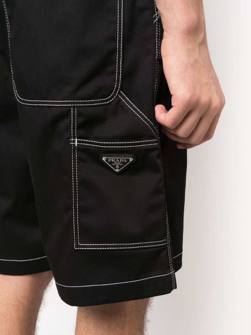 Black Contrast Stitching Bermuda Shorts