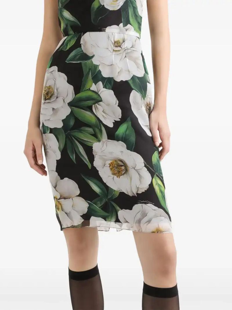 Black Gardenia-print Dress